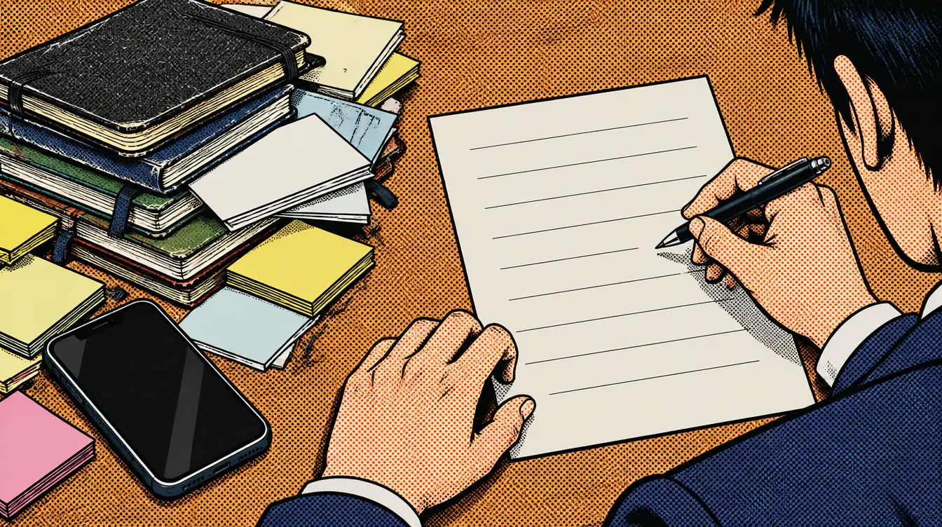 手帳とメモの山を、1枚の引き継ぎ書には書ききれない
